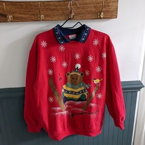 ❄️ Vintage skiing bear sweatshirt with color